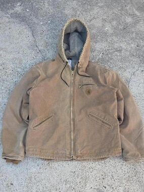 Carhartt J141 brown Sierra Sherpa work wear jacket Size Large